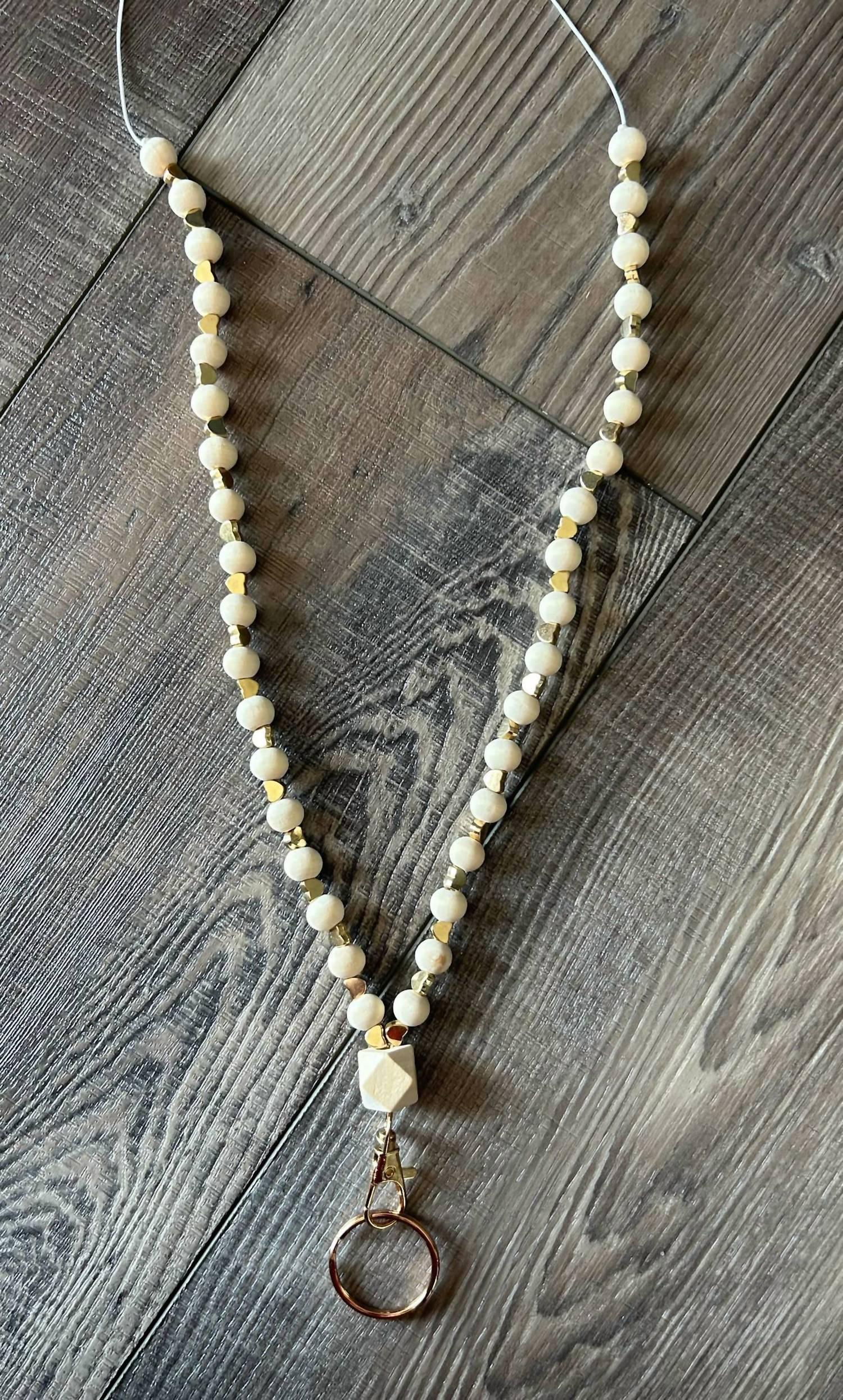 Women's Heart Beaded Teacher Nurse Lanyard With Breakaway Clasp