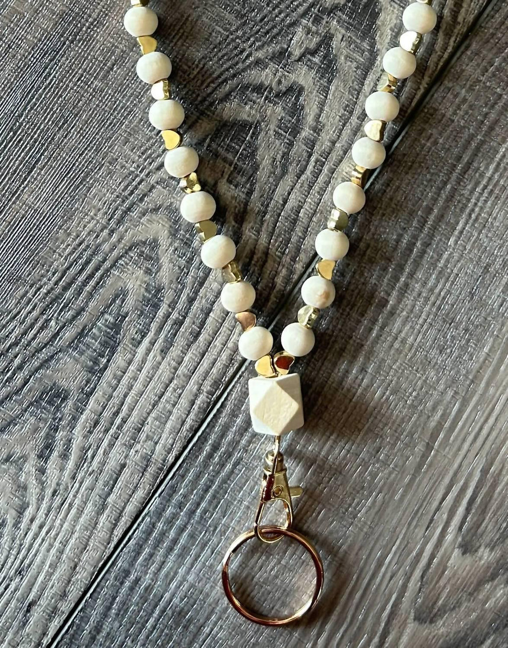 Women's Heart Beaded Teacher Nurse Lanyard With Breakaway Clasp